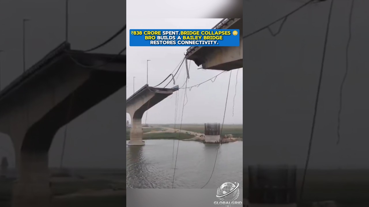 ₹838 Crore bridge collapsed.BRO builds a Bailey Bridge over it.#Short#DefenceNews#BRO #IndiaNews