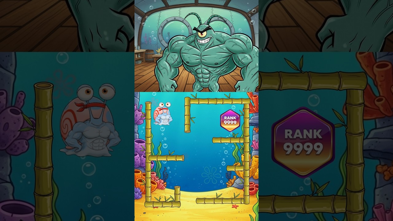 SpongeBob Maze Battle : Gary vs Plankton Zombe #animation #spongeBob