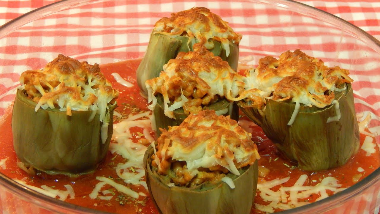 Alcachofas rellenas de carne receta fácil