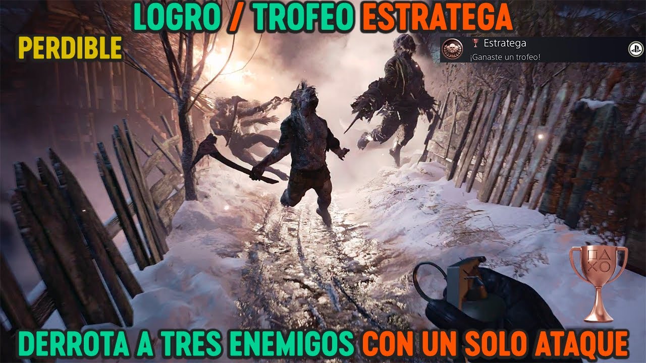 Resident Evil 8 Village - Logro / Trofeo : Estratega (Derrota a tres enemigos con un solo ataque)