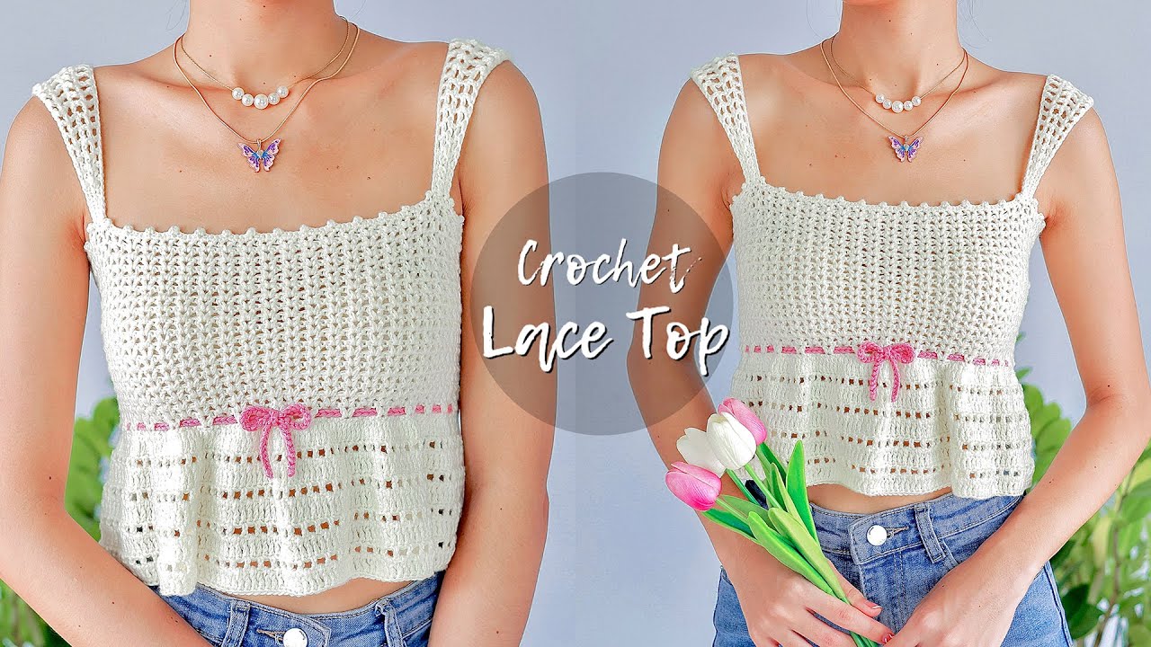 Crochet Lace Ruffle Top Tutorial | Crochet Lace Top | Chenda DIY