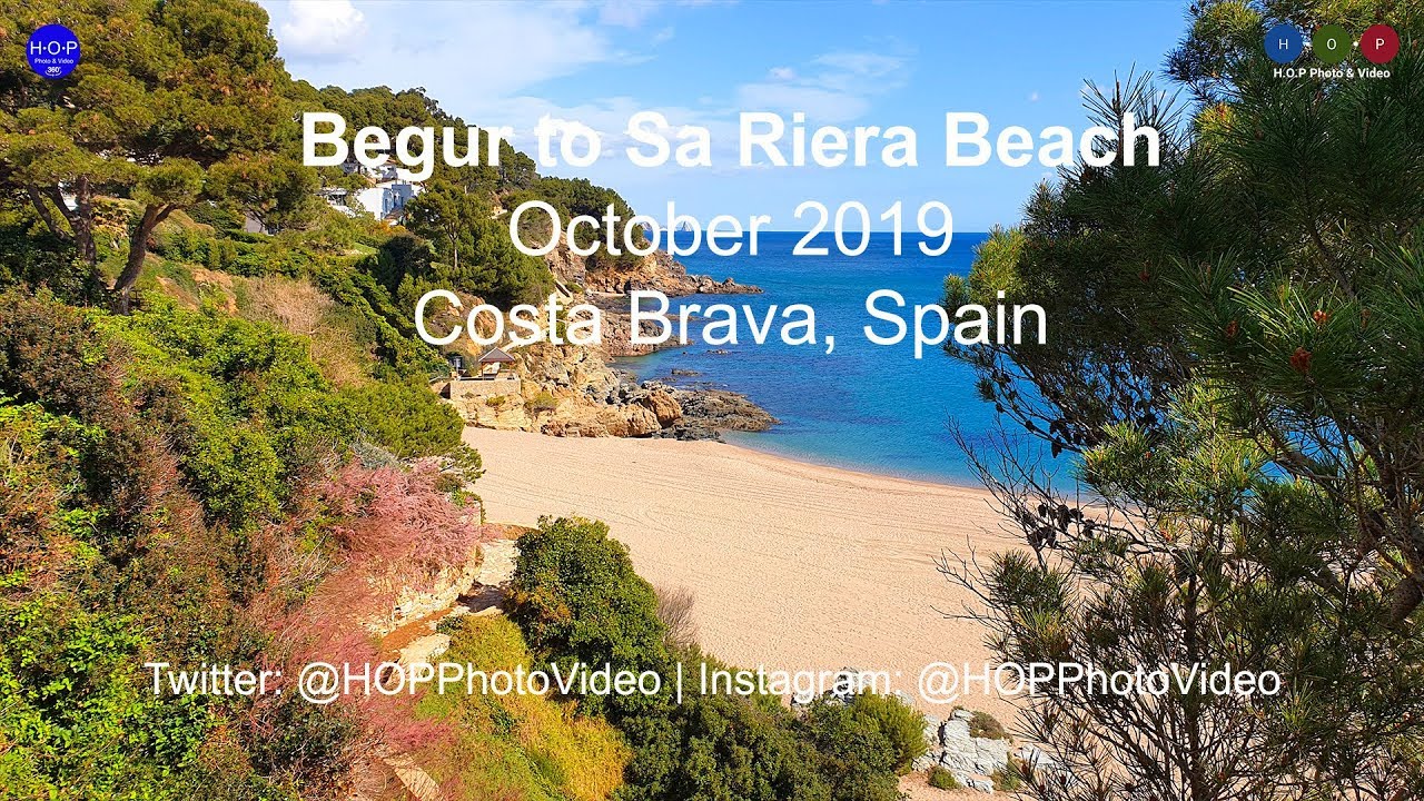A 4 minute drive by car from medieval Begur to Sa Riera Beach (Platja Sa Riera), Costa Brava, Spain.