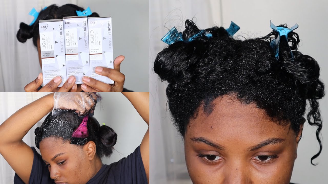 DYING MY HAIR JET BLACK USING ION INTENSE BLACK PERMANENT HAIR DYE + AT HOME SILK PRESS ROUTINE