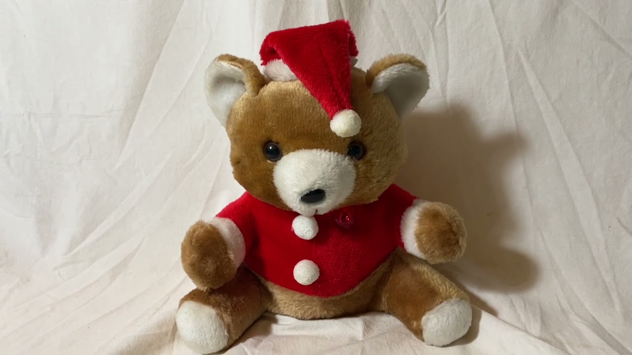 Vintage Musical Christmas Plush Teddy Bear Light Up Heart
