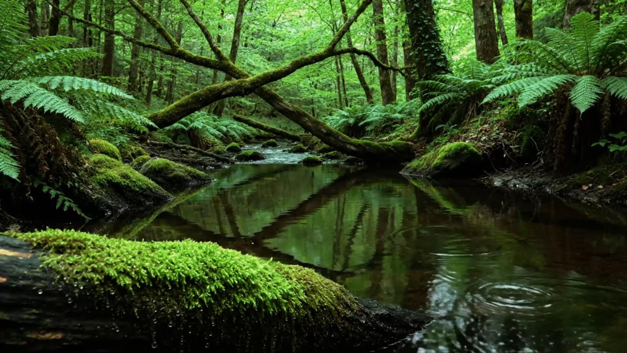 Calming Forest Ambience 🌿 River Flowing Birds Chirping in Hidden Forest Ambience for Rest, Medicine