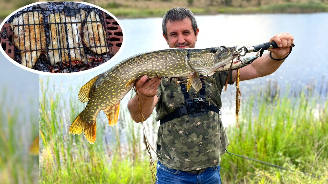 Хвани и Сготви Големи Щуки на Жар! Атака след Атака! / Catch and Cook Big Pike on Fire! 12 Attacks!