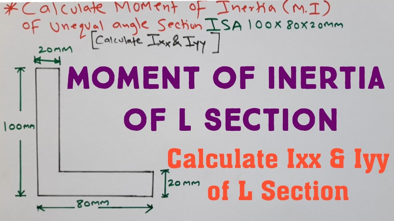 Moment of inertia of L Section|Calculate Ixx and Iyy of L Section|