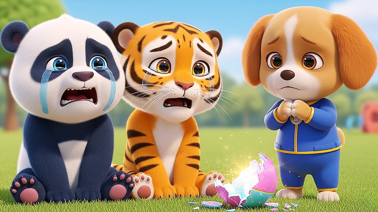 Baby Puppy Saves the Magical Ball 🐶💔✨ | Panda & Tiger Cry Loudly 😭 but Learn to Share!