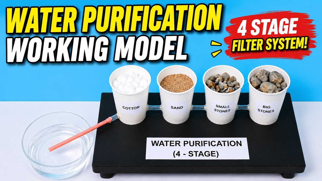 water purification (purifier) working model - waste management inspire science project | DIY pandit