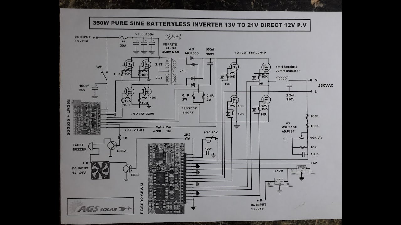 D.I.Y batteryless 350w pure sinewave inverter ..Direct 12v solar panel - Part 2