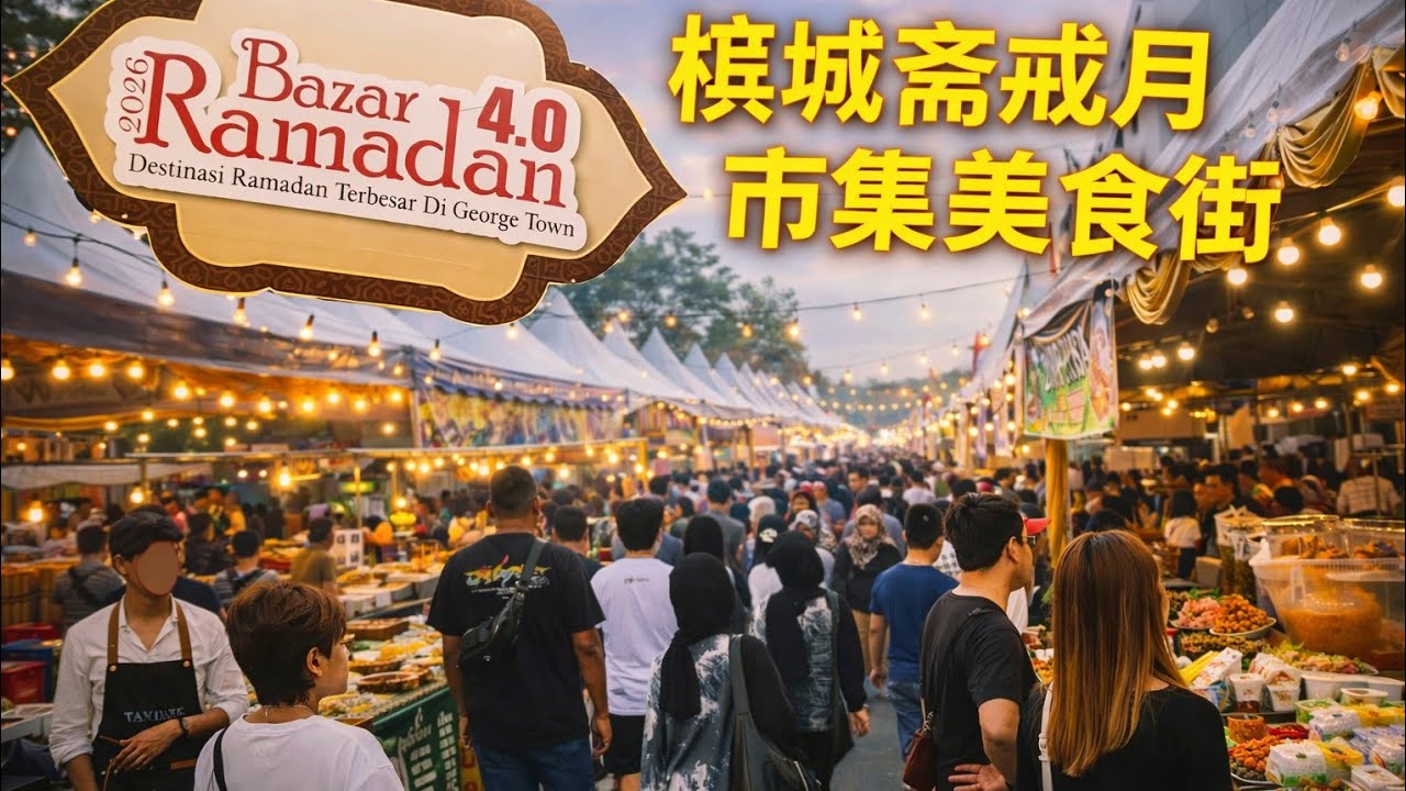 斋戒月市集美食街槟城新光大实拍 Lively Ramadan Bazaar Food Street in Penang Georgetown