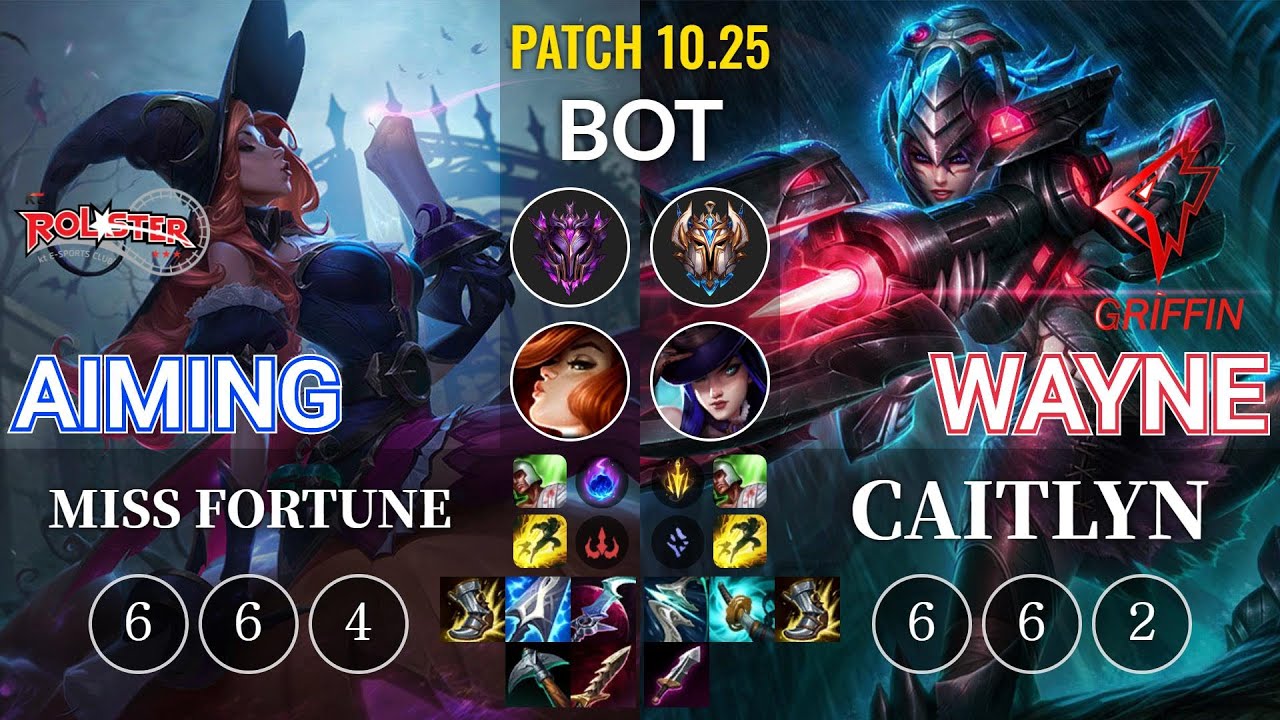KT Aiming Miss Fortune vs GRF Wayne Caitlyn Bot - KR Patch 10.25