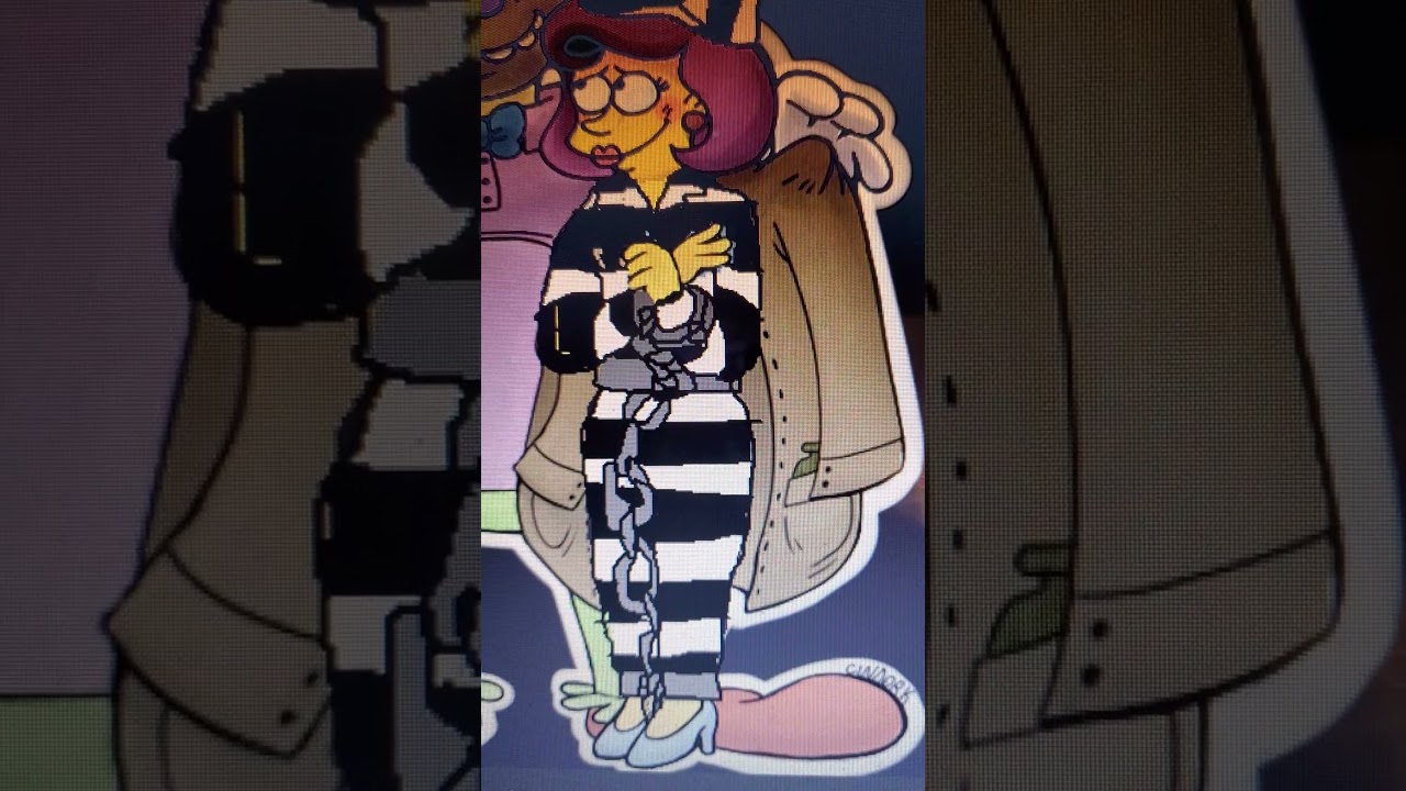 Lois Pennycandy Jail Handcuffed Behind Bars Lois's left foot chains