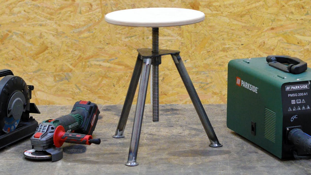 Building a workshop stool with Parkside tools. Test PMSG 200 A1, PWSA 20-Li C3, PMTS 180 A1, POFA 12