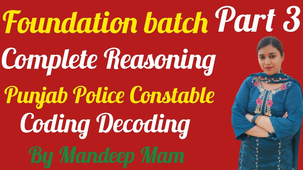 Punjab Police Constable Exam Preparation 2026 | Coding Decoding Reasoning By Mandeep Mam #3