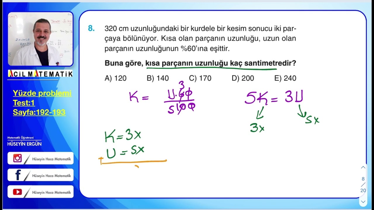 ACİL YAYINLARI MATEMATİĞİN İLACI TYT SORU BANKASI Yüzde problemleri test:1 sayfa:192-193
