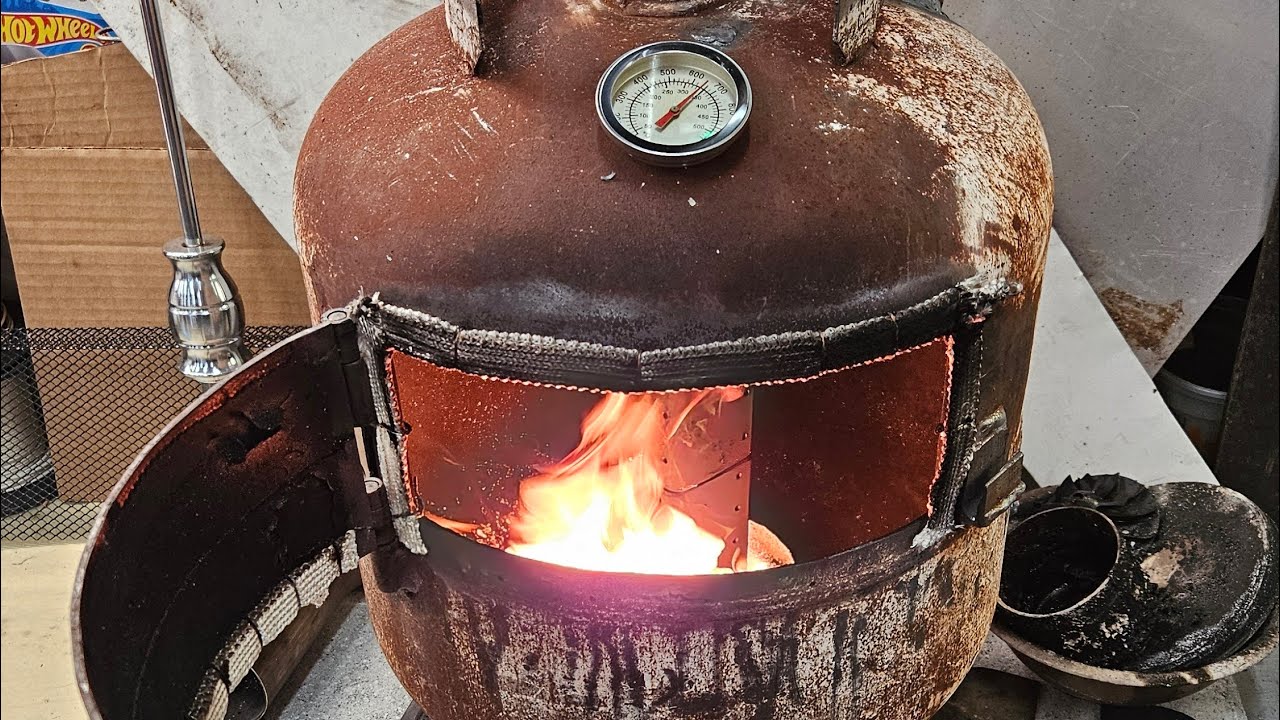 Homemade waste oil heater start up and run