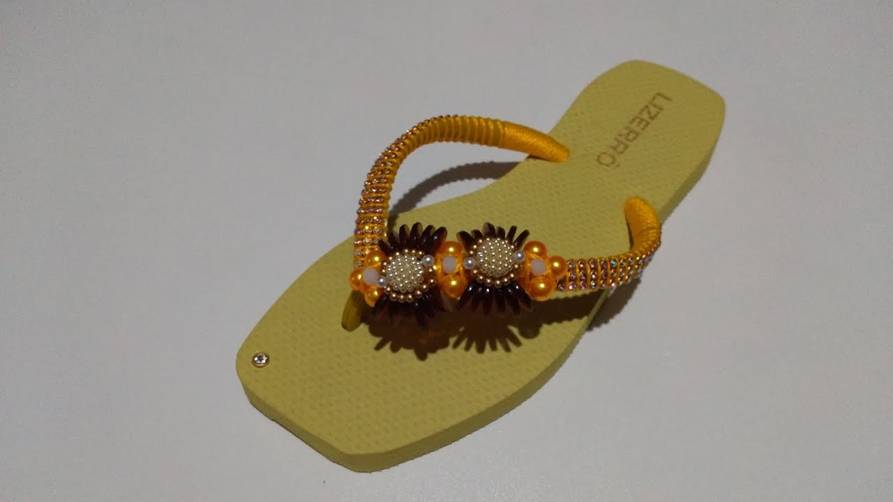 Flor felicidade de pérolas e lentilhas para chinelos e tiaras passo a passo