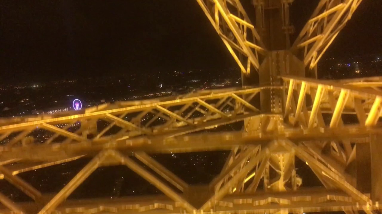 Eiffel Tower Elevator Ride at night