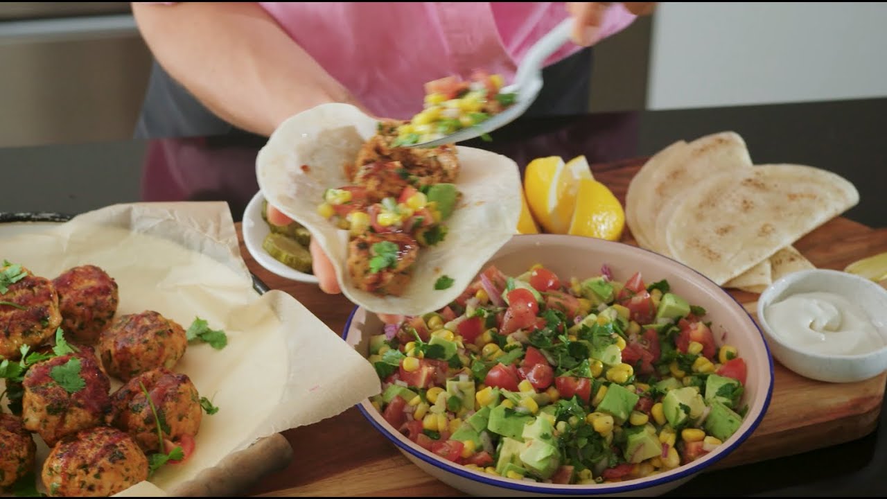 Miss Polly's Kitchen Tasty Chicken Meatballs with Corn and Avocado Salsa