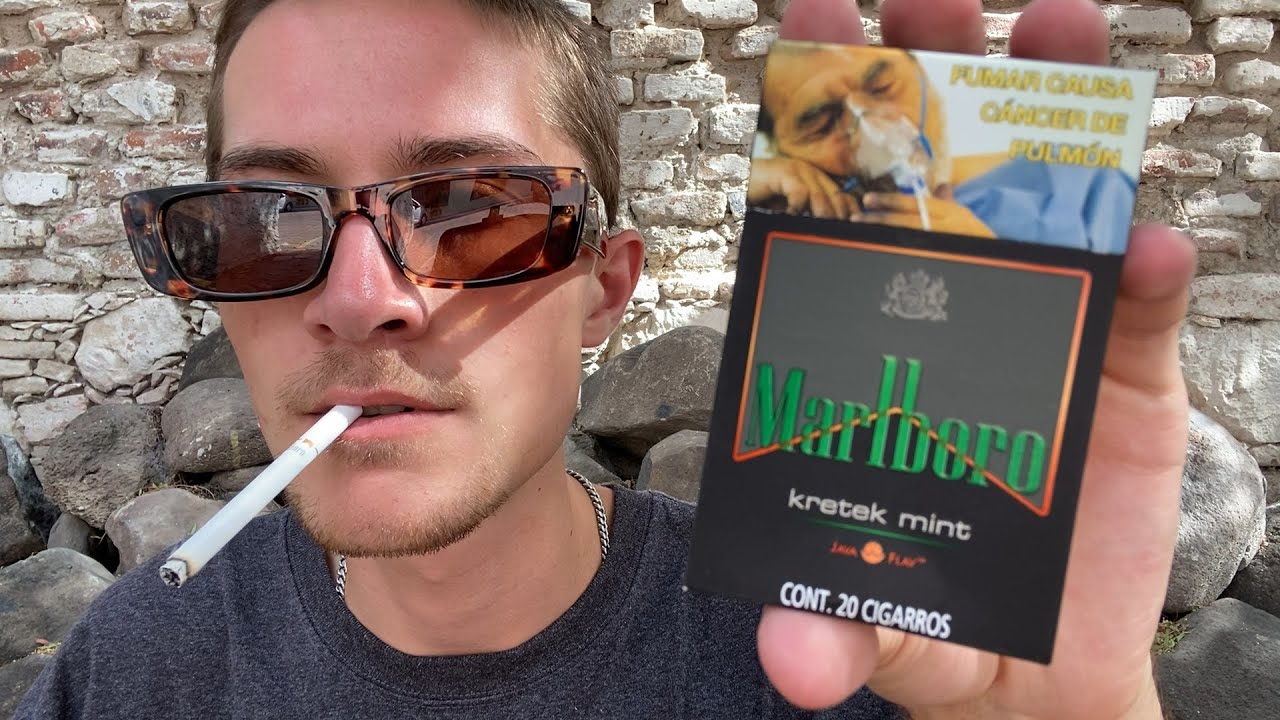 Smoking a Marlboro Kretek Mint (Clove Menthol) Cigarette - Review