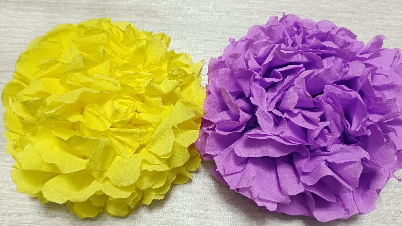 Krapon kağıdı ile çok kolay çiçek nasıl yapılır ✅How to make a very easy flower with crepe paper#diy