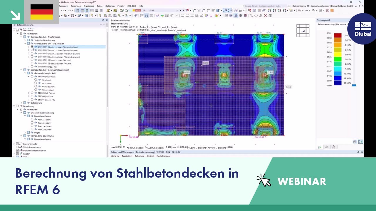 Berechnung von Stahlbetondecken in RFEM 6