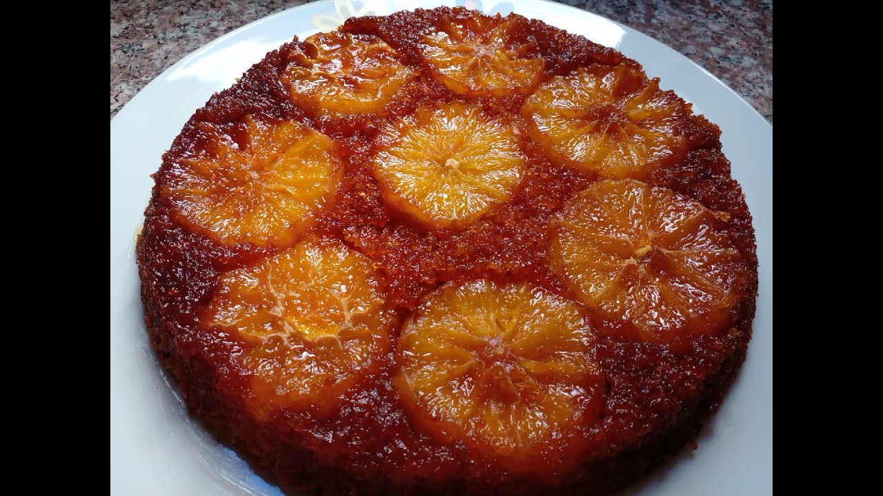 كيكة البرتقال المقلوبة بالكراميل باسهل طريقة