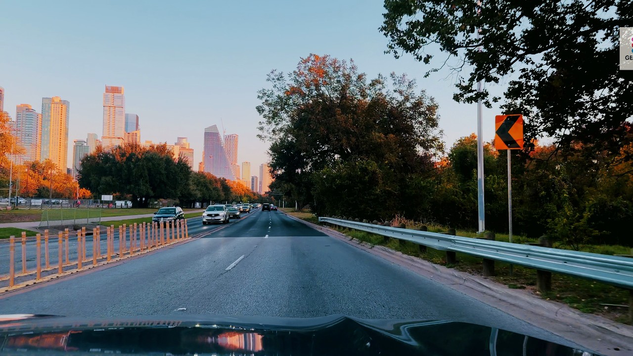4K Drive - Downtown Austin Texas | Skyscrapers and the Sunset | USA | Get Go See
