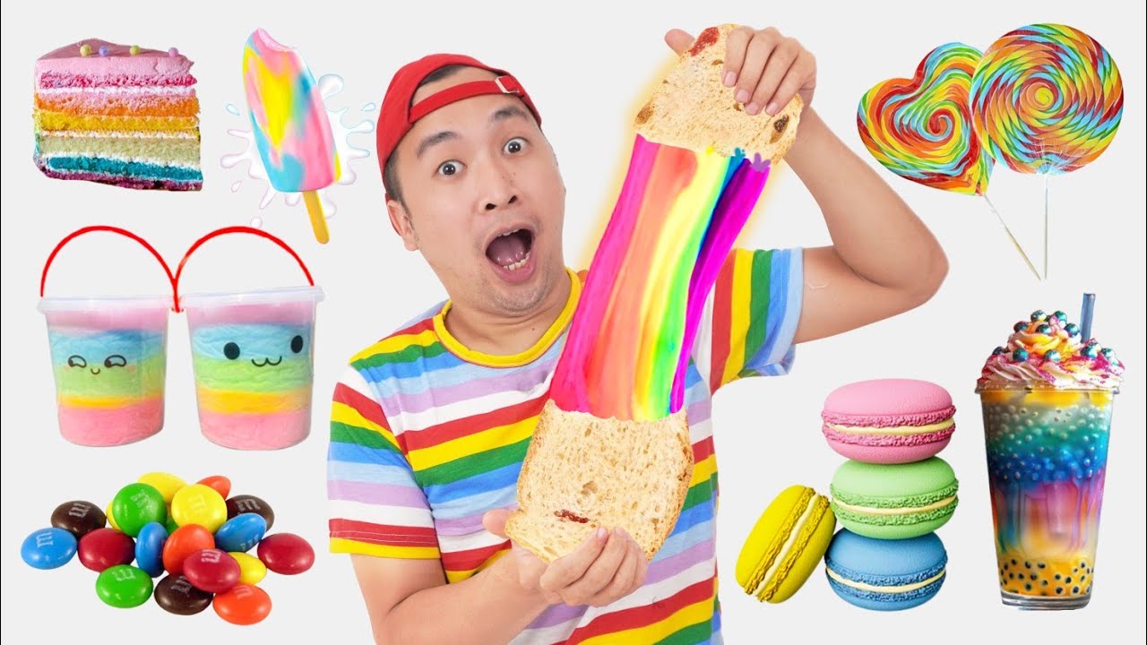 MAKAN SERBA PELANGI | Mukbang Rainbow food | One Color Food | Chocolate Dessert | #sponsored