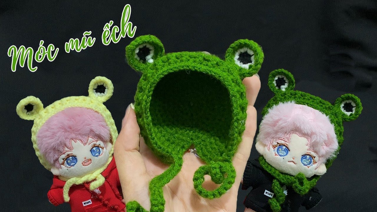 Móc mũ ếch | Hướng dẫn móc mũ ếch outfit doll 10cm