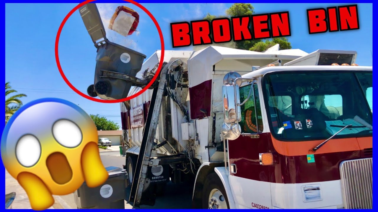 Garbage Truck SLAMS Bin SO HARD it Breaks! 😱 (Aggressive Action)