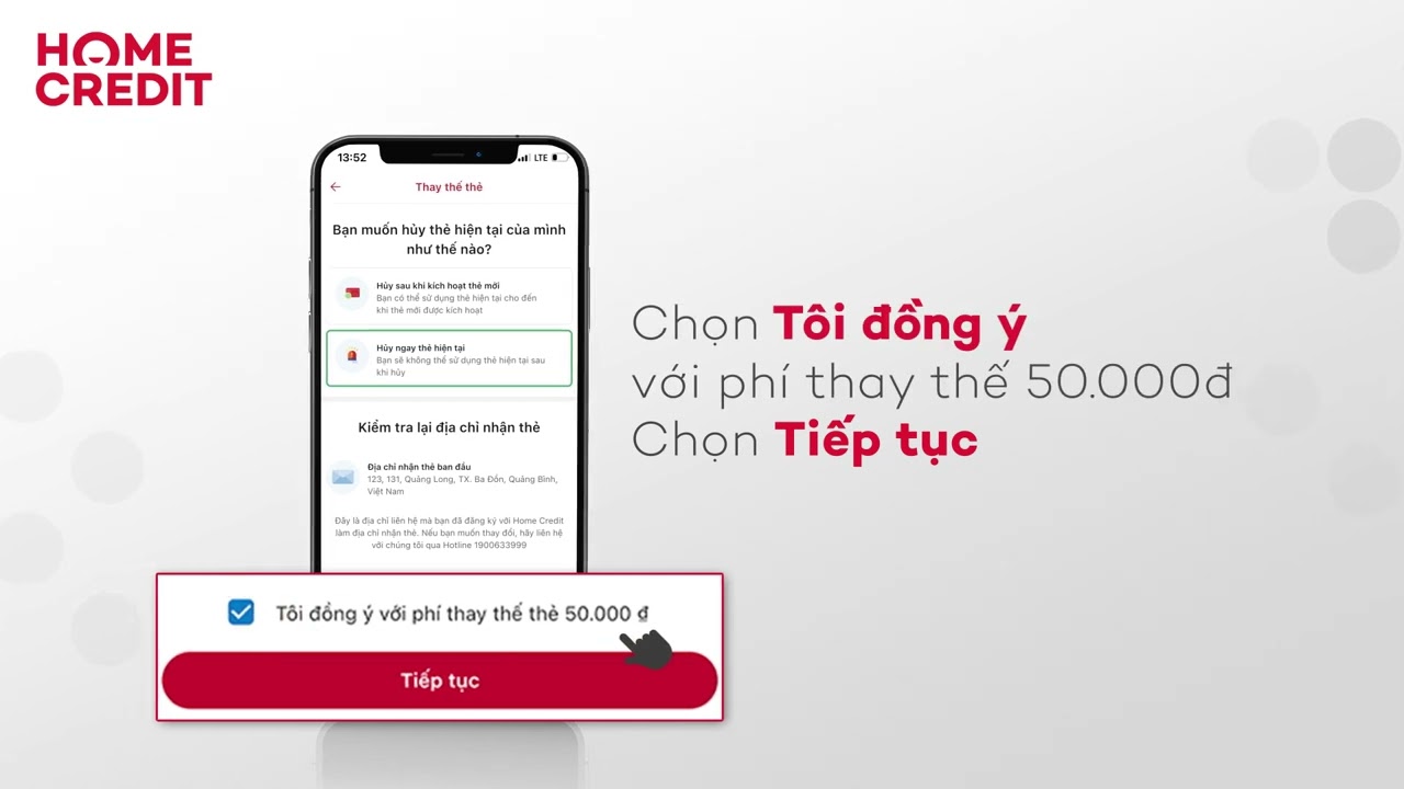 Hướng dẫn thay thế thẻ vật lý Home Credit​