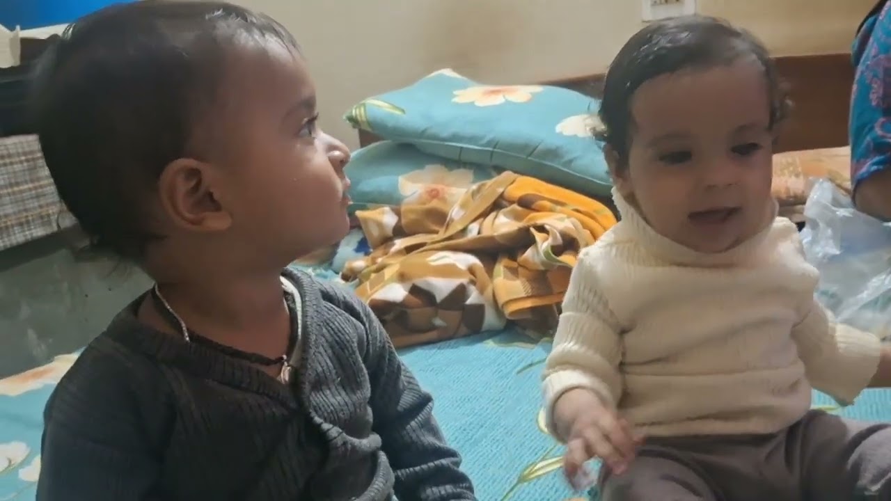 Dhanvi and  Avi masti time #cutebaby #trending #baby #connectwithnature