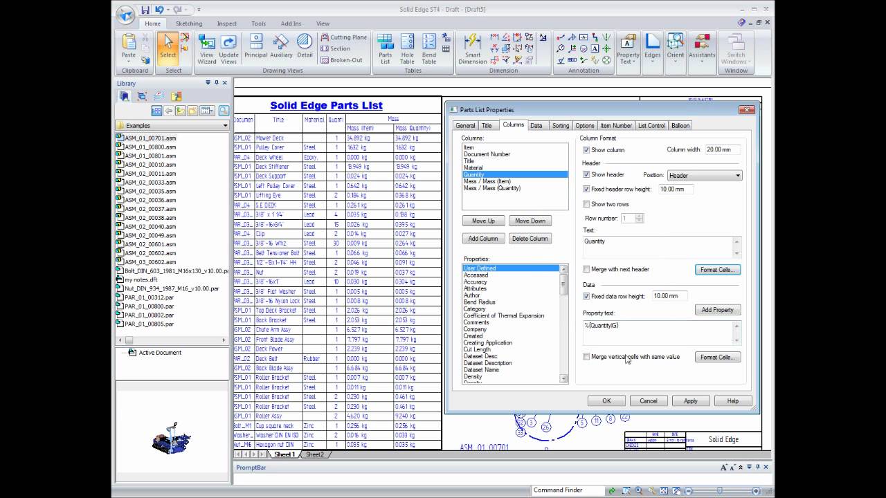Solid Edge ST4 Draft Demo: Table Display Options