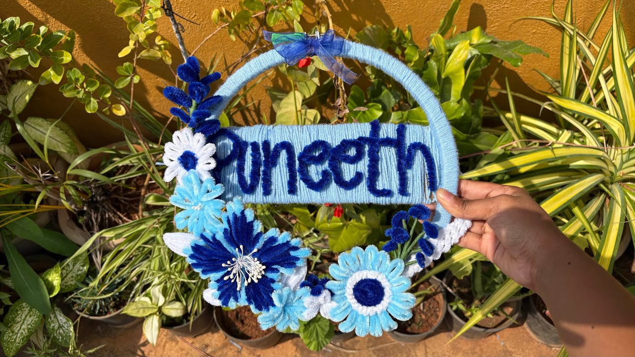 DIY Personalized Name Hoop | Pipe Cleaner Flower Craft | Handmade Pipe Cleaner Wall Décor