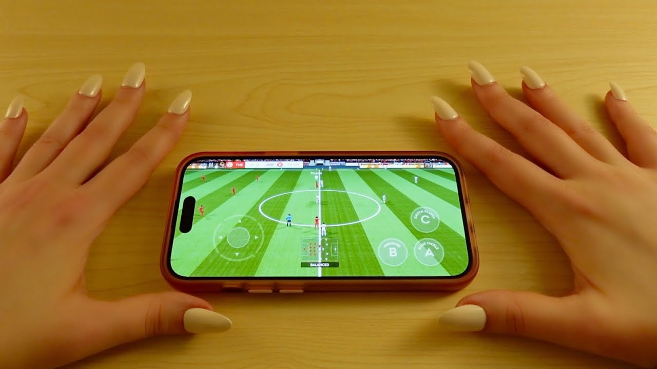 ASMR Playing Dream League Soccer 2025 + gum chewing