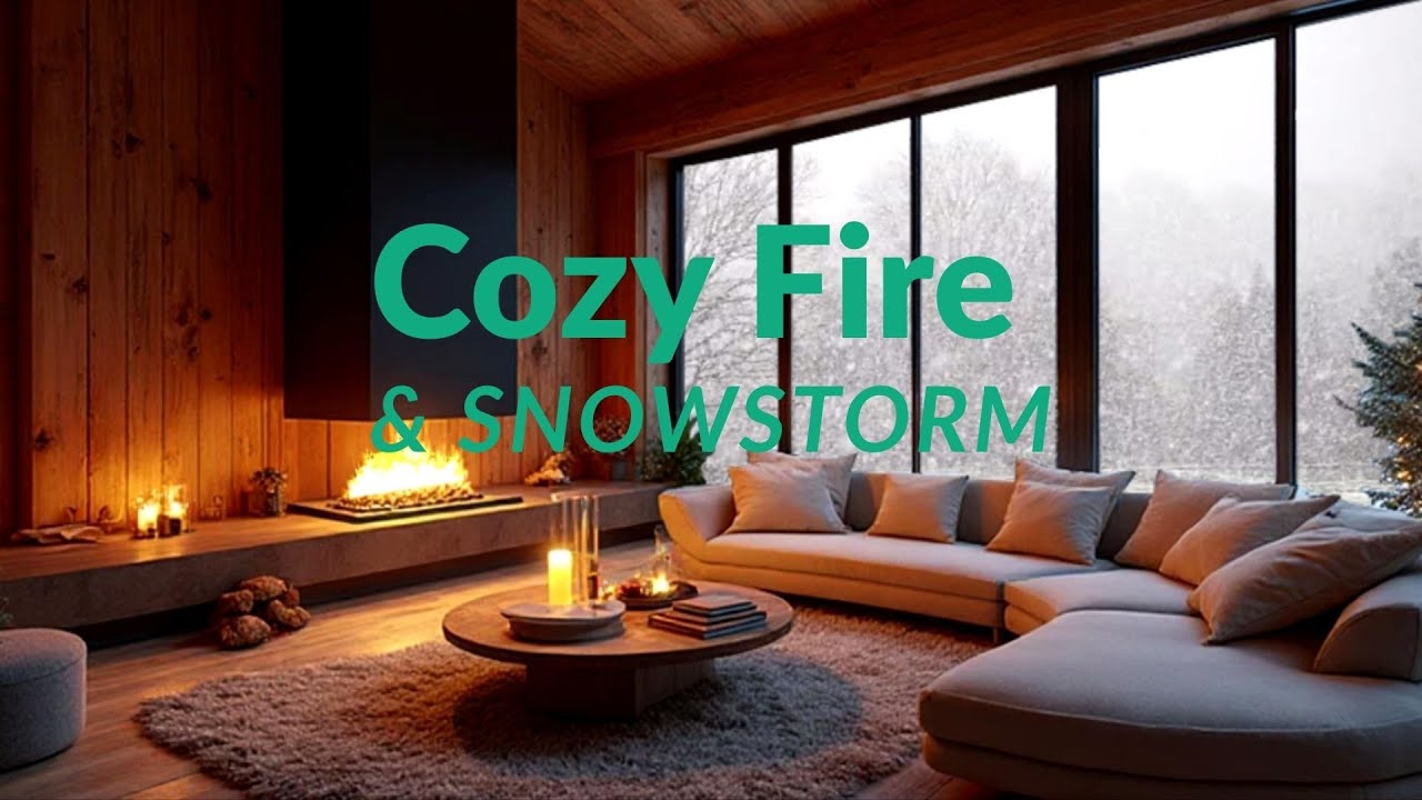 🔥 Cozy Fireplace Ambience Inside While a Snowstorm Rages Outside | 30 Minutes of Relaxation