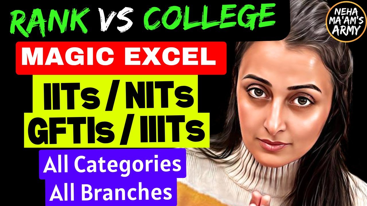 JEE RANK vs COLLEGE| MAGIC EXCEL| RANK vs NITs/IIITs/GFTIs CLOSING RANKS ALL CATEGORIES #jee2025