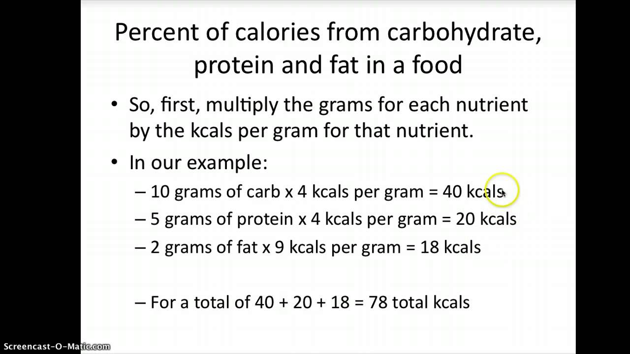 Percent of kcals from a nutrient