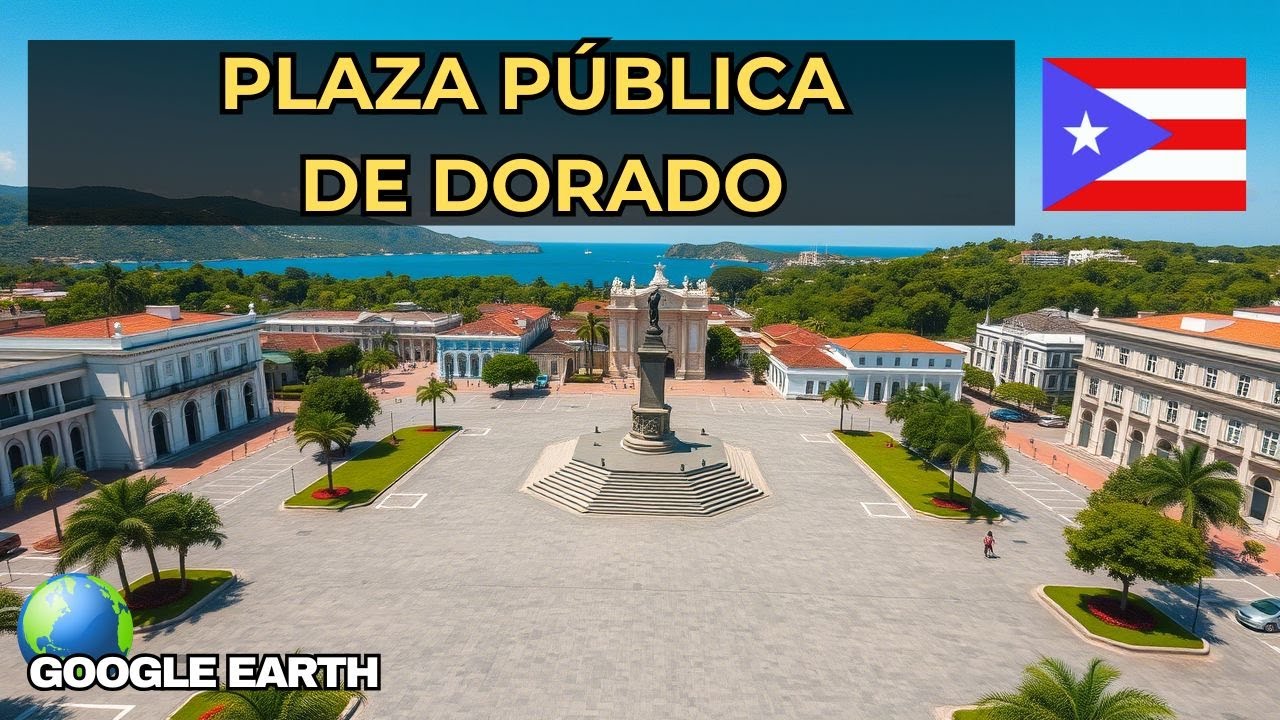 Flying Over Plaza Pública de Dorado: Puerto Rico’s Cultural Heart! 🏞️✈️