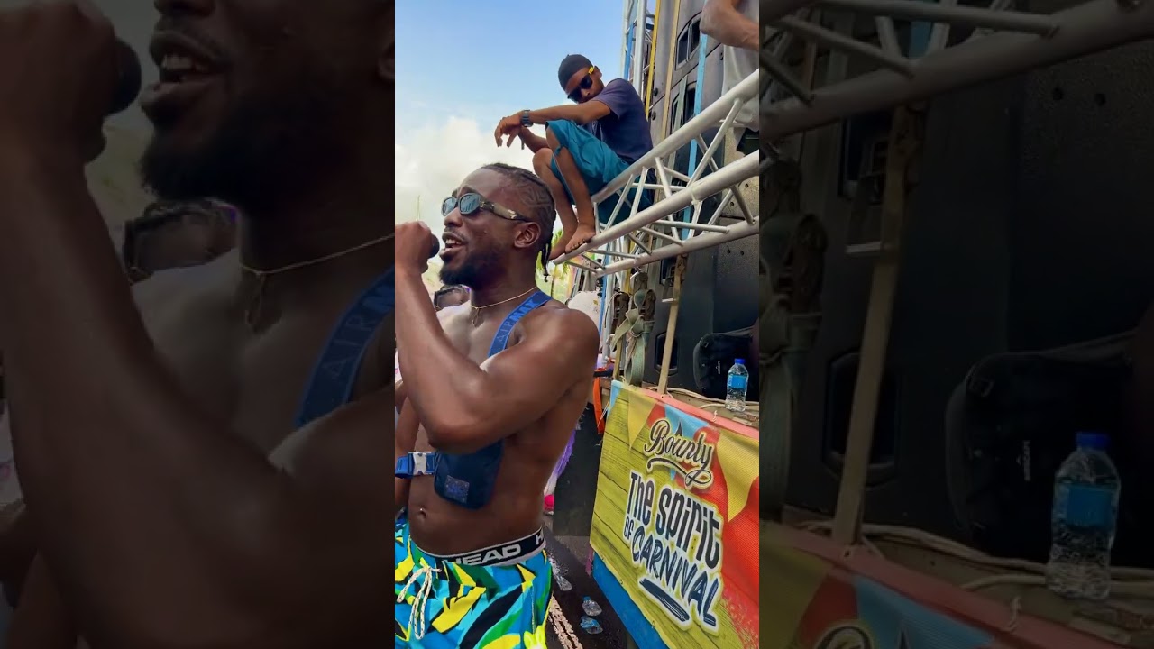 Ezra D'funmachine performs at the Castries waterfront for Saint Lucia Carnival 2023