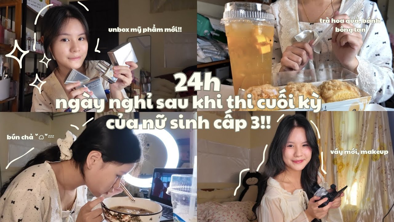 DAILY VLOG || NGÀY NGHỈ SAU KỲ THI CỦA NỮ SINH CẤP 3 ✨unbox mỹ phẩm, váy mới, bún chả, bị ngã!?