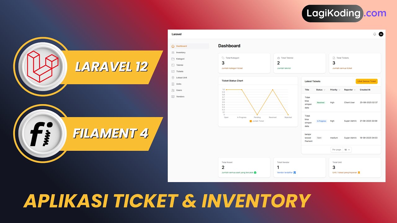 Ticketory - Aplikasi Ticket dan Inventory - Laravel12 dan Filament 4