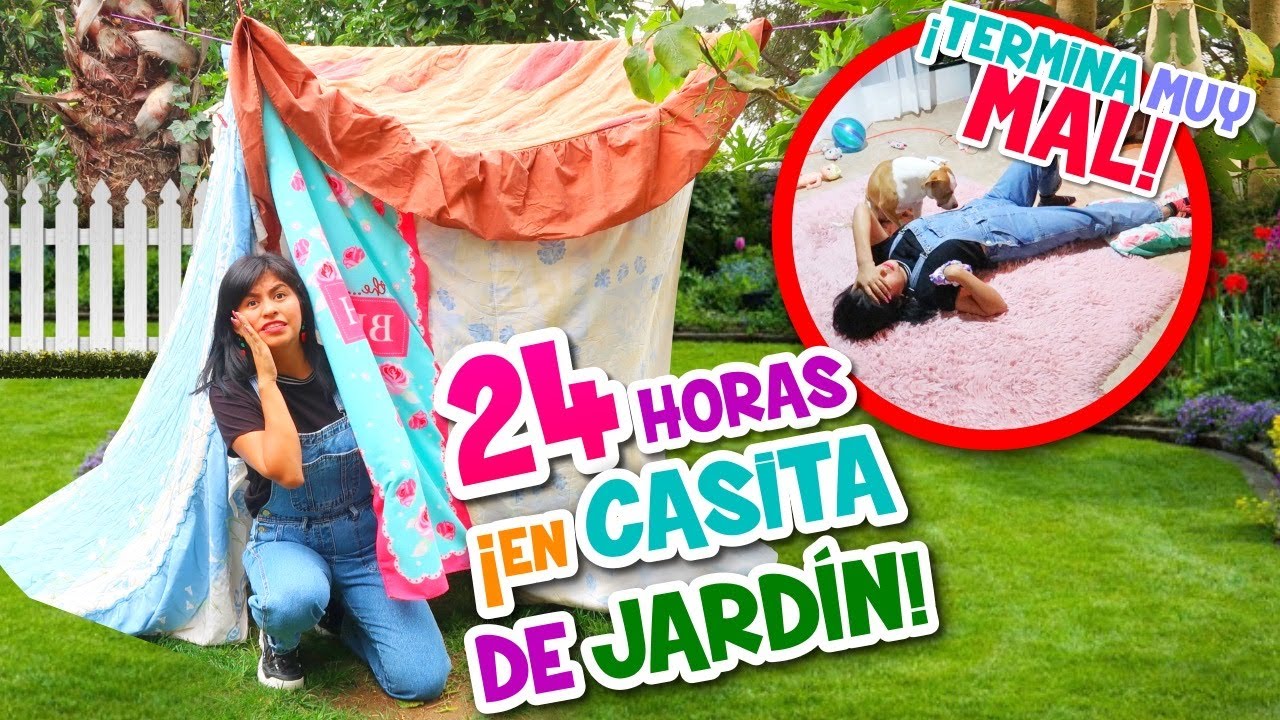 24 Hrs Viviendo En Casita de Jardín🏡 ¡TERMINA MUY MAL! Fui al Hospital 😭|Conny Merlin