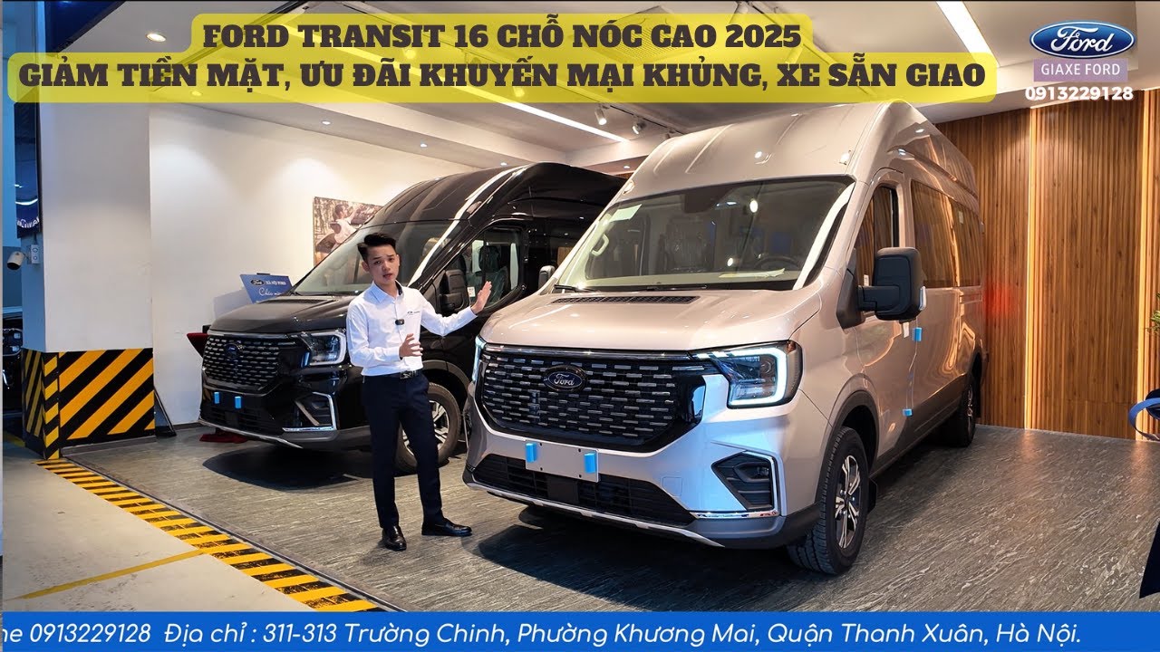 Giá Ford Transit 16 chỗ 2025 mới| Tặng tiền mặt và Ưu đãi khuyến mại lớn, Xe sẵn giao ngay đủ màu