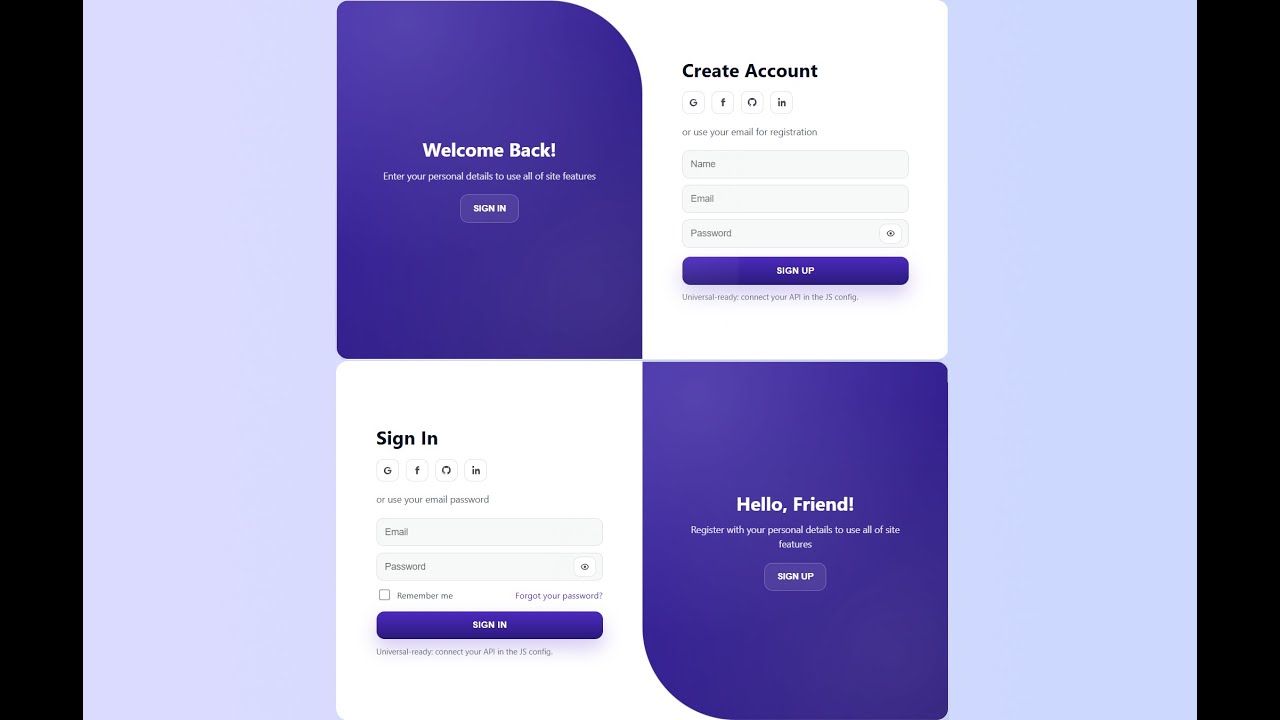 Universal Auth UI &ndash; Sign In / Sign Up System (HTML + WordPress + Any Backend)
