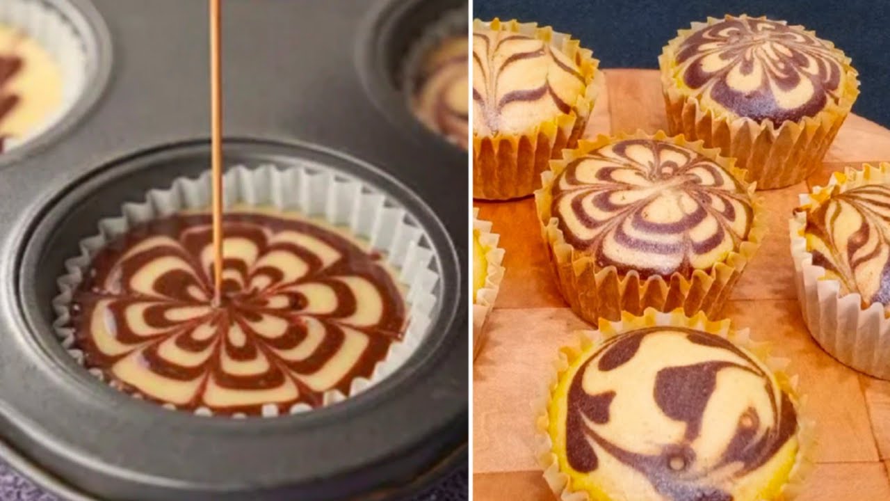 Marble Cupcakes Recipe | Super Soft & Fluffy Marble Cupcake Recipe | Chocolate Swirl Cup Cake Recipe