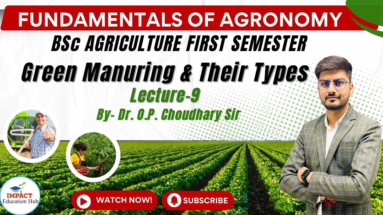 Green Manuring II Manure and Fertilizer II Fundamentals of Agronomy for BSc Agriculture First Sem.