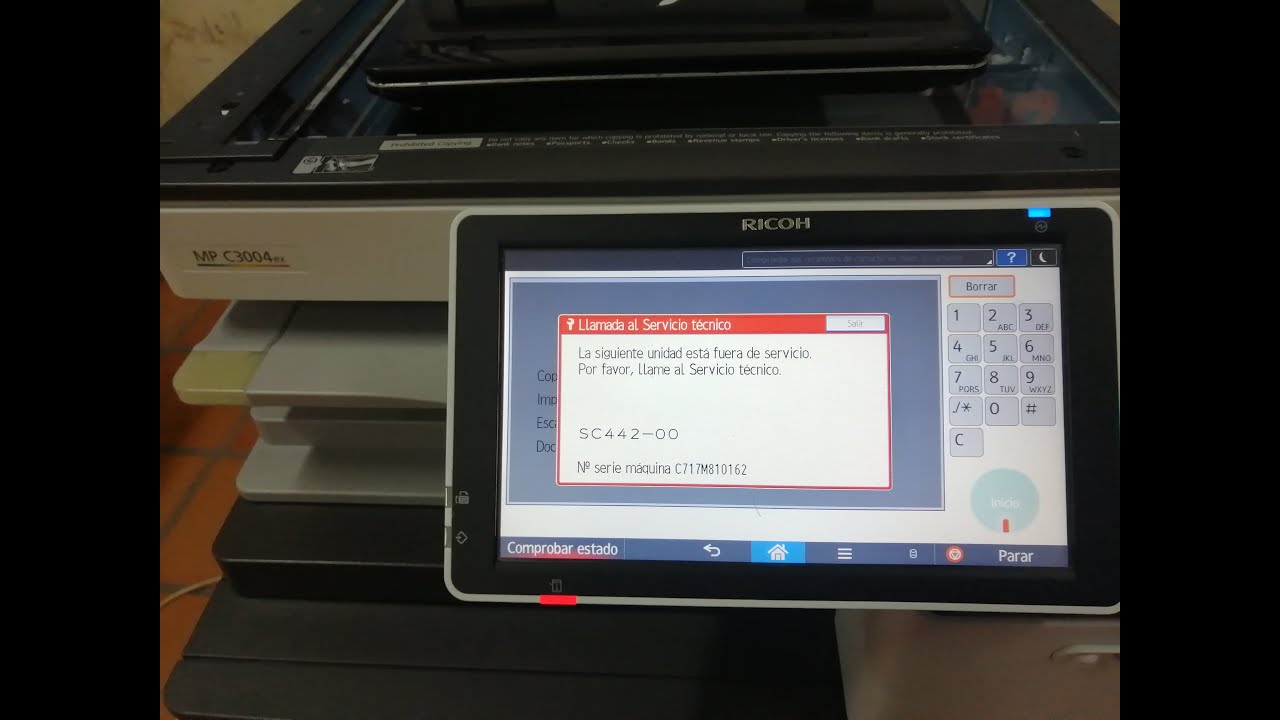 Error SC442 en Fotocopiadora RICOH MPC3004-MPC2003-4503-4000-5000
